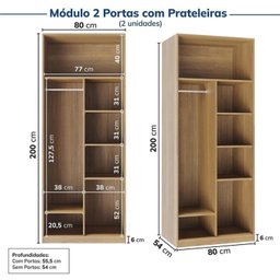 Guarda-Roupa Modulado 4 Peças 8 Portas com 4 Portas Reflecta Jade Cabecasa Madeiramadeira - 10