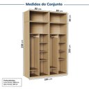 Ver imagem 3 de Guarda Roupa Planejado 4 Peças 8 Portas e Maleiro Jade CabeCasa MadeiraOriginals Amarelo/Avelã