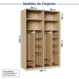 Guarda-roupa Modulado 4 Peças 8 Portas Jade Cabecasa Madeiramadeira - 3