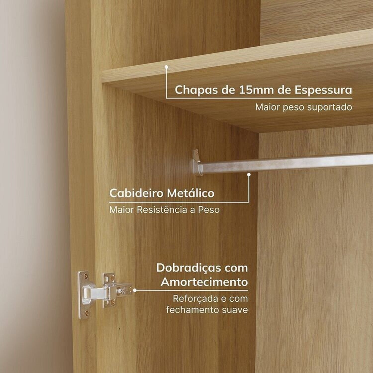 Guarda-roupa Modulado 4 Peças 8 Portas Jade Cabecasa Madeiramadeira - 8