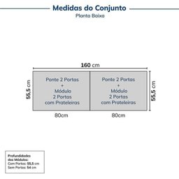 Guarda-roupa Modulado 4 Peças 8 Portas Jade Cabecasa Madeiramadeira - 2