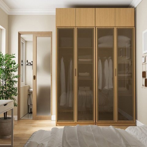 Guarda Roupa Modulado 4 Peças 8 Portas e Maleiro Jade CabeCasa MadeiraOriginals Madeiramadeira Amarelo/Avelã