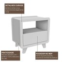 Ver imagem 6 de Conjunto 2 Mesas de Cabeceira 55cm com Gaveta e Nicho 100% MDF Padrão Planejados Mabel Branco