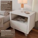 Ver imagem 4 de Conjunto 2 Mesas de Cabeceira 55cm com Gaveta e Nicho 100% MDF Padrão Planejados Mabel Branco