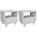 Ver imagem 1 de Conjunto 2 Mesas de Cabeceira 55cm com Gaveta e Nicho 100% MDF Padrão Planejados Mabel Branco
