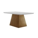 Ver imagem 1 de Mesa para Cozinha Luna com Tampo 120x80cm Madeirado Vidro Canto Curvo Imbuia Ripado 3d Off White