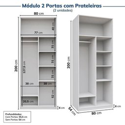 Guarda-roupa Modulado 4 Peças 8 Portas Jade CabeCasa MadeiraMadeira - 10