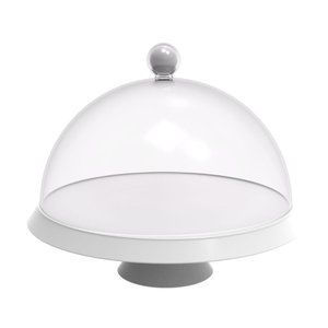 Porta Bolo Bubble Crippa 25 Cm de Diametro com Base com Pé Resistente e Cúpula Transparente Branc