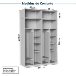 Guarda-roupa Modulado 4 Peças 8 Portas Jade CabeCasa MadeiraMadeira - 3