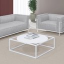 Ver imagem 2 de Mesa de Centro Sala 64x64x33cm Aço Branco e Madeira Industrial Moon Don Castro Decor