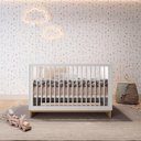 Ver imagem 3 de Quarto de Bebê 2 Pçs Berço e Cômoda Grande Coleção Cubo - Branco/plátano