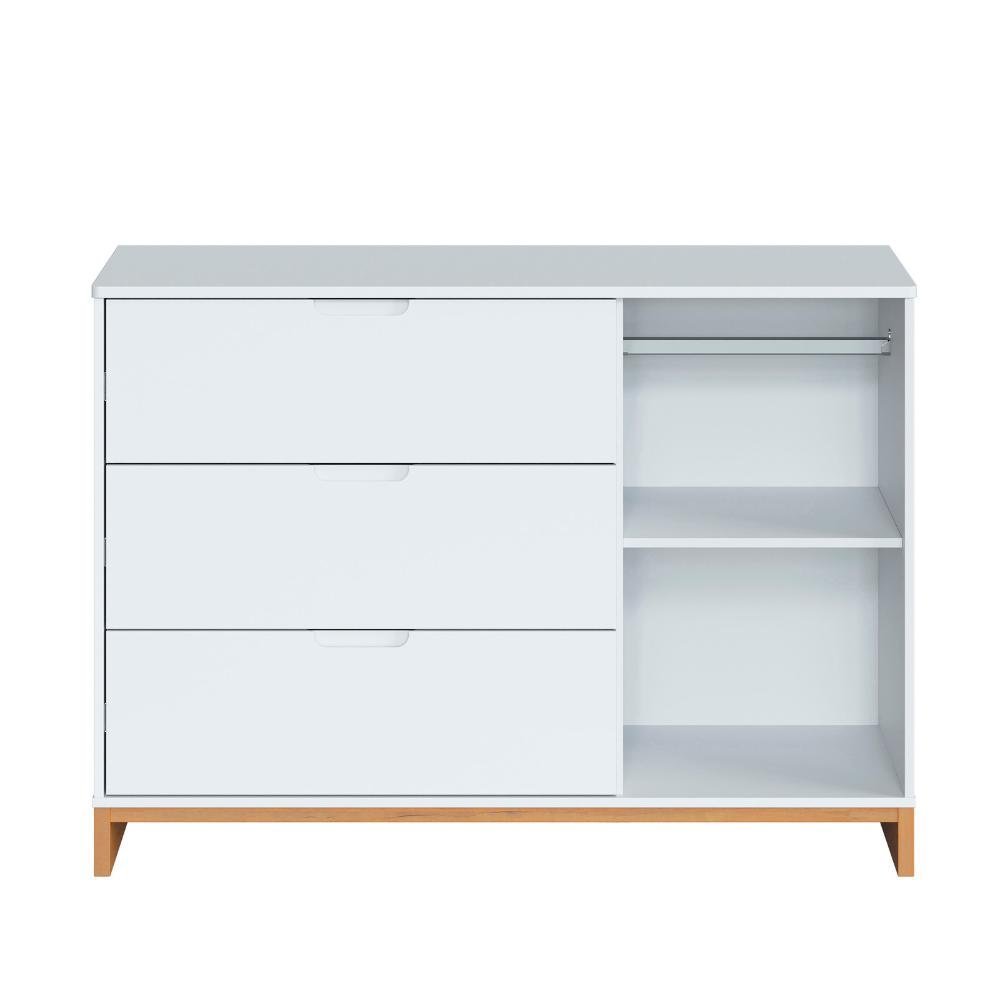 Quarto de Bebê 2 Pçs Berço e Cômoda Grande Coleção Cubo - Branco/plátano - 8