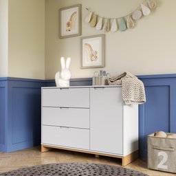 Quarto de Bebê 2 Pçs Berço e Cômoda Grande Coleção Cubo - Branco/plátano - 5