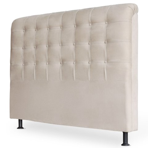 Cabeceira Estofada Cama Box Casal Louise 140cm Suede Marfim - Desk Design