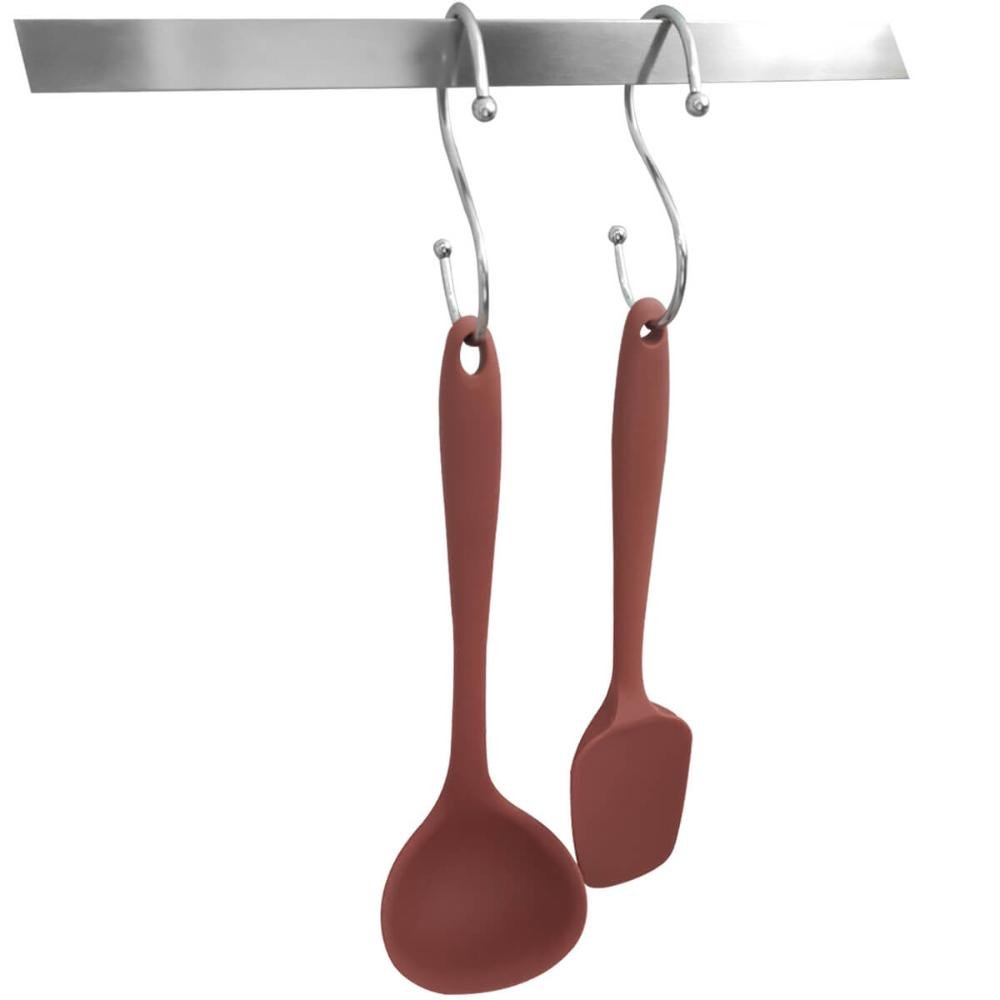 5 Ganchos Suporte Aço Cromado Cozinha Barra de Utensílios Or - 3