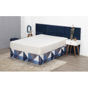 Saia Box Fit Cama Queen Capa com Elástico Malha Helanca Se Ajusta Ao Box 1 Pç Estampada:26 Geométric