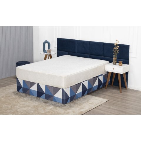 Saia Box Fit Cama Queen Capa com Elástico Malha Helanca Se Ajusta Ao Box 1 Pç Estampada:26 Geométric