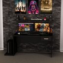 Ver imagem 1 de Mesa Gamer Escrivaninha 1 Gaveta 140cm Preto