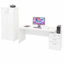 Ver imagem 4 de Conjunto Mesa Pedestal e Armário Alto para Escritório Branco
