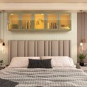 Ver mais imagens de Módulo Guarda-Roupa Aéreo Reflecta 5 Portas com LED 100% MDF Concept Bege/Off White