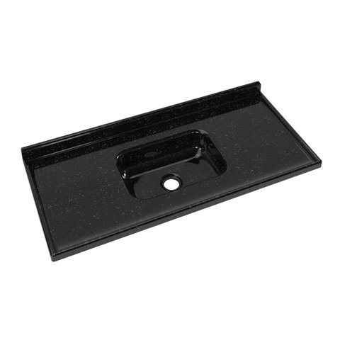 Pia de Cozinha Mármore Sintético Furação Válvula Americana 120x55cm Preto Roralit Aj Rorato