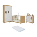Ver imagem 1 de Quarto de Bebê Completo C/ Berço Americano 3 em 1 Colchão Fofura Multimóveis Mp4669 Madeirado/