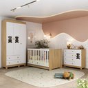 Ver imagem 2 de Quarto de Bebê Completo C/ Berço Americano 3 em 1 Colchão Fofura Multimóveis Mp4669 Madeirado/
