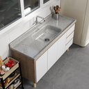 Ver imagem 2 de Pia de Cozinha em Mármore Sintético com Furação para Válvula Americana 120CMX55CM Aj Rorato Cinza