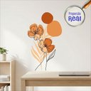 Ver imagem 3 de Adesivo Floral Boho Laranja Estilo Nórdico 50x90 Minimalista Abstrato