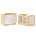 Ver imagem 2 de Conjunto com Berço 2 em 1 e Cômoda, Rattan e Madeira Maciça Wave Casatema MadeiraOriginals Branco/Ma