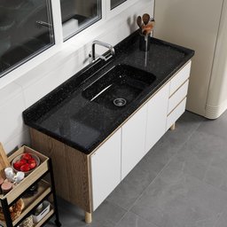 Pia de Cozinha em Mármore Sintético com Furação para Válvula Americana 150cmx55cm AJ Rorato - 2