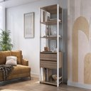 Ver imagem 1 de Closet Modulado Guarda Roupa Roupeiro Quarto Casal 5 Prateleiras 2 Gavetas Branco Marrom Madeira