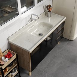 Pia de Cozinha em Mármore Sintético com Furação para Válvula Americana 150cmx55cm AJ Rorato - 2