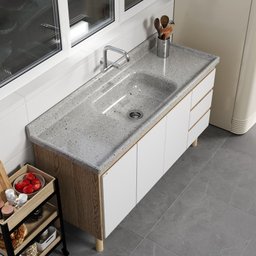 Pia de Cozinha em Mármore Sintético com Furação para Válvula Americana 150cmx55cm AJ Rorato - 2