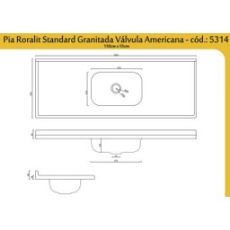 Pia de Cozinha em Mármore Sintético com Furação para Válvula Americana 150cmx55cm AJ Rorato - 3