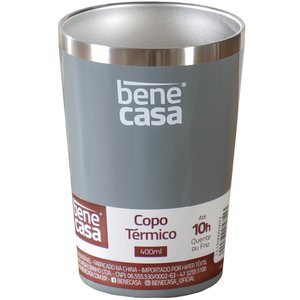Copo Térmico para Bebidas sem Tampa 400ml Cinza