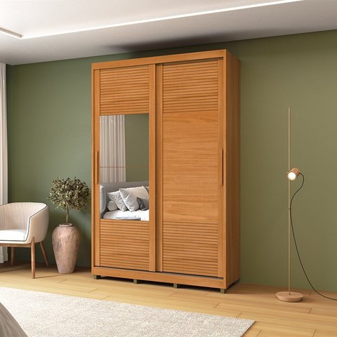 Guarda-roupa 2 Portas de Correr com Espelho e 03 Gavetas em 100% Mdf Thales