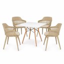 Ver imagem 2 de Conjunto Mesa de Jantar Quadrada Branco 90cm com 4 Cadeiras Marcela – Design Moderno e Sofisticado
