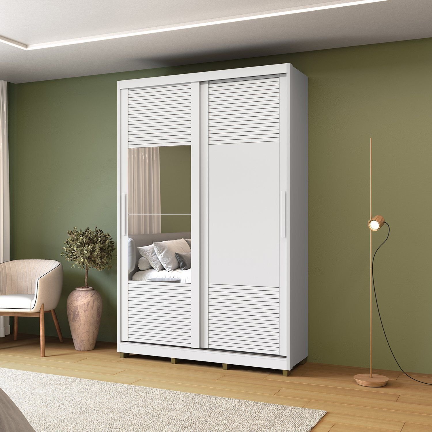 Guarda-roupa 2 Portas de Correr com Espelho e 03 Gavetas em 100% Mdf Thales