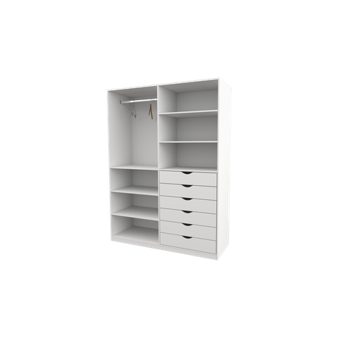 Armário Arara Gaveta Verônica M18 100% Mdf Roupeiro Closet Vetorial Móveis Branco