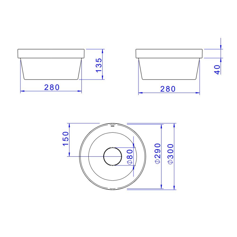 Cuba de Sobrepor Deca Slim 30x30 L.22030.94 Redonda Ébano Fosco - 5