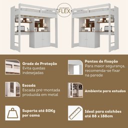 Cama de Solteiro Zwork 2 Portas com Escrivaninha Multifuncional Yescasa - 6
