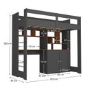 Ver imagem 3 de Cama de Solteiro Zwork 2 Portas com Escrivaninha Multifuncional Yescasa Cinza/Grafite/Nogal
