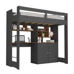 Cama de Solteiro Zwork 2 Portas com Escrivaninha Multifuncional Yescasa - 2