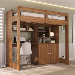 Cama de Solteiro Zwork 2 Portas com Escrivaninha Multifuncional Yescasa - 1