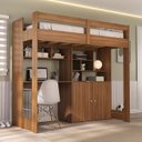 Ver imagem 1 de Cama de Solteiro Zwork 2 Portas com Escrivaninha Multifuncional Yescasa Marrom/Nogal