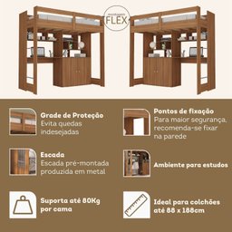 Cama de Solteiro Zwork 2 Portas com Escrivaninha Multifuncional Yescasa - 6