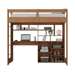Cama de Solteiro Zwork 2 Portas com Escrivaninha Multifuncional Yescasa - 4