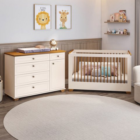 Conjunto Dormitório 1 Berço 1 Cômoda Baby Ananda Casatema MadeiraOriginals