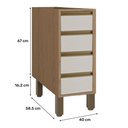 Ver imagem 5 de Armario Balcao 4 Gavetas Sem Tampo Cozinha 40x58,5 cm Vitória Rimo Carvalho/Off White - 100% MDF Móv